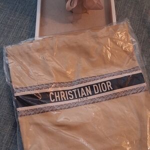 Christian Dior GWP Beige Totr Bag with Navy Logo Stripe.still In Plastic Unopen.